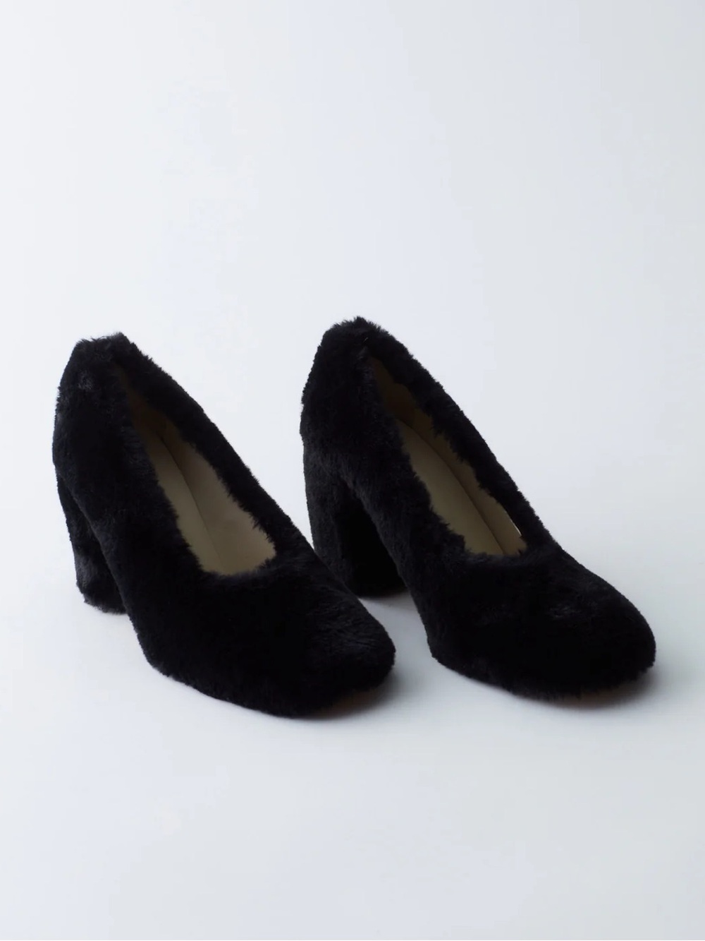 Tibi Bela Faux Fur Black Pumps